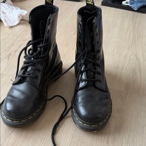 Dr. Martens Black Boots with Yellow Stitching in great condition - size 7
